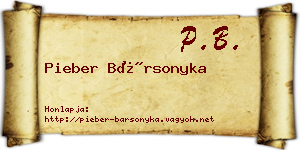 Pieber Bársonyka névjegykártya